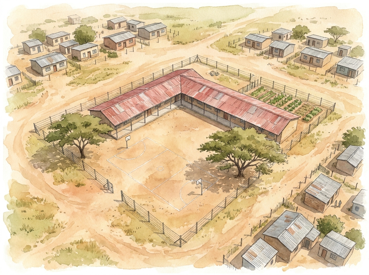 Aerial view of Luka Primary School campus