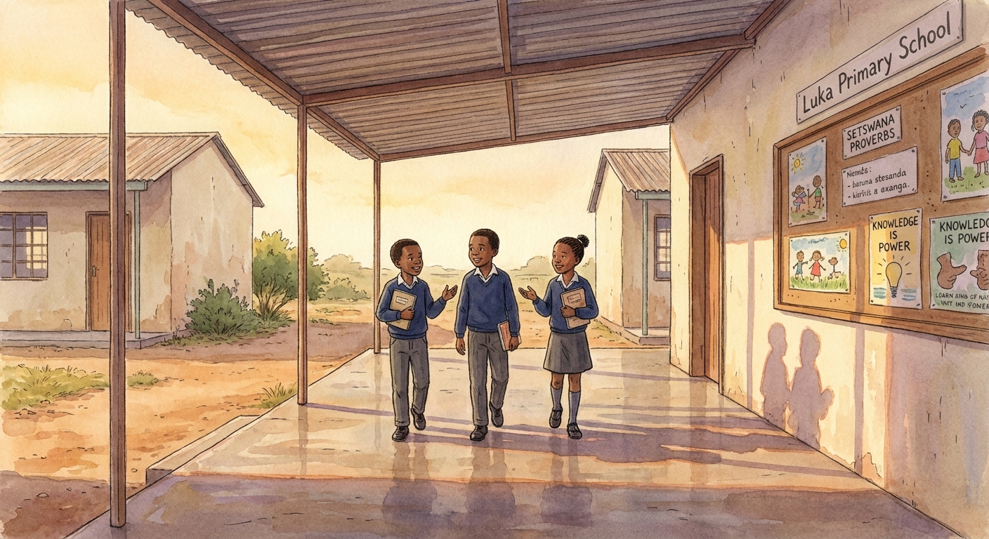 Pupils walking down the school corridor in the afternoon light