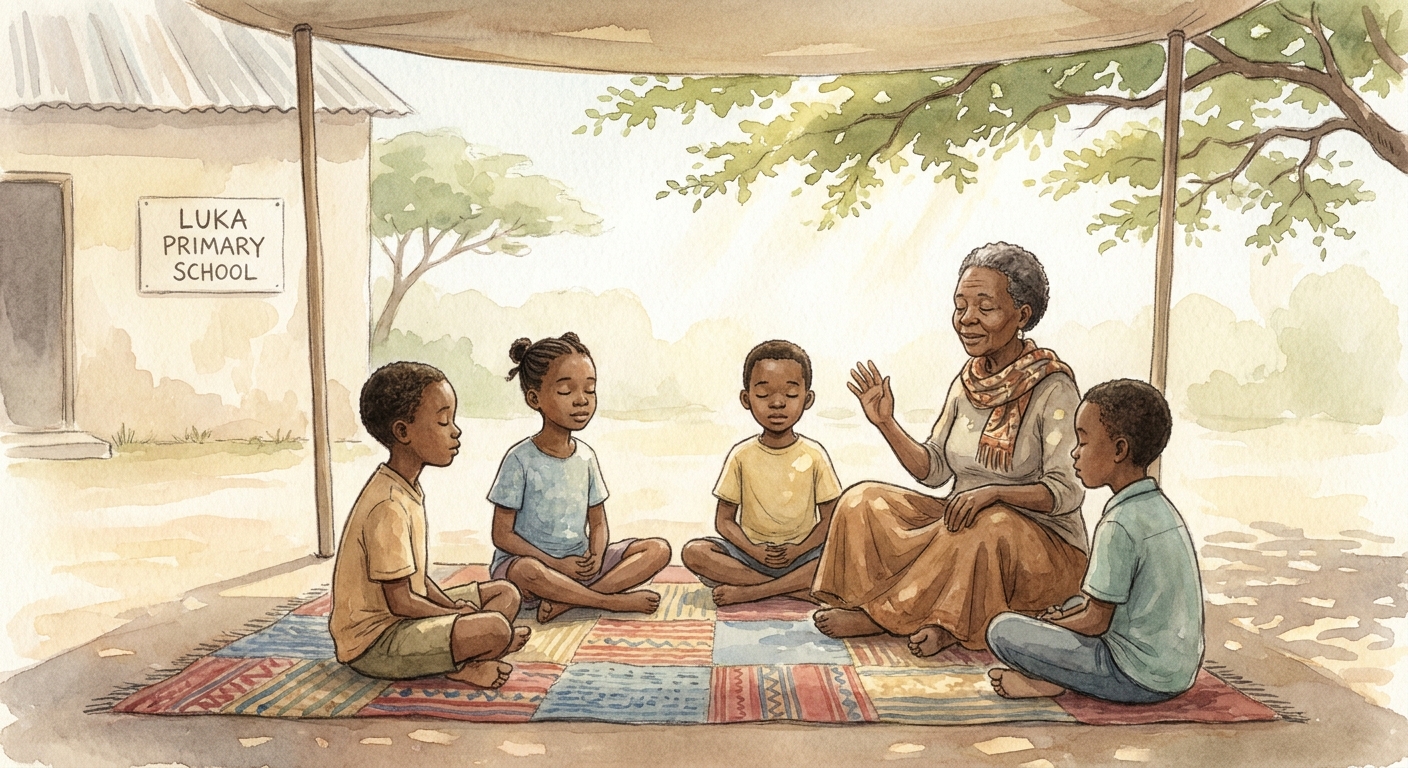 A small wellbeing circle under a tree