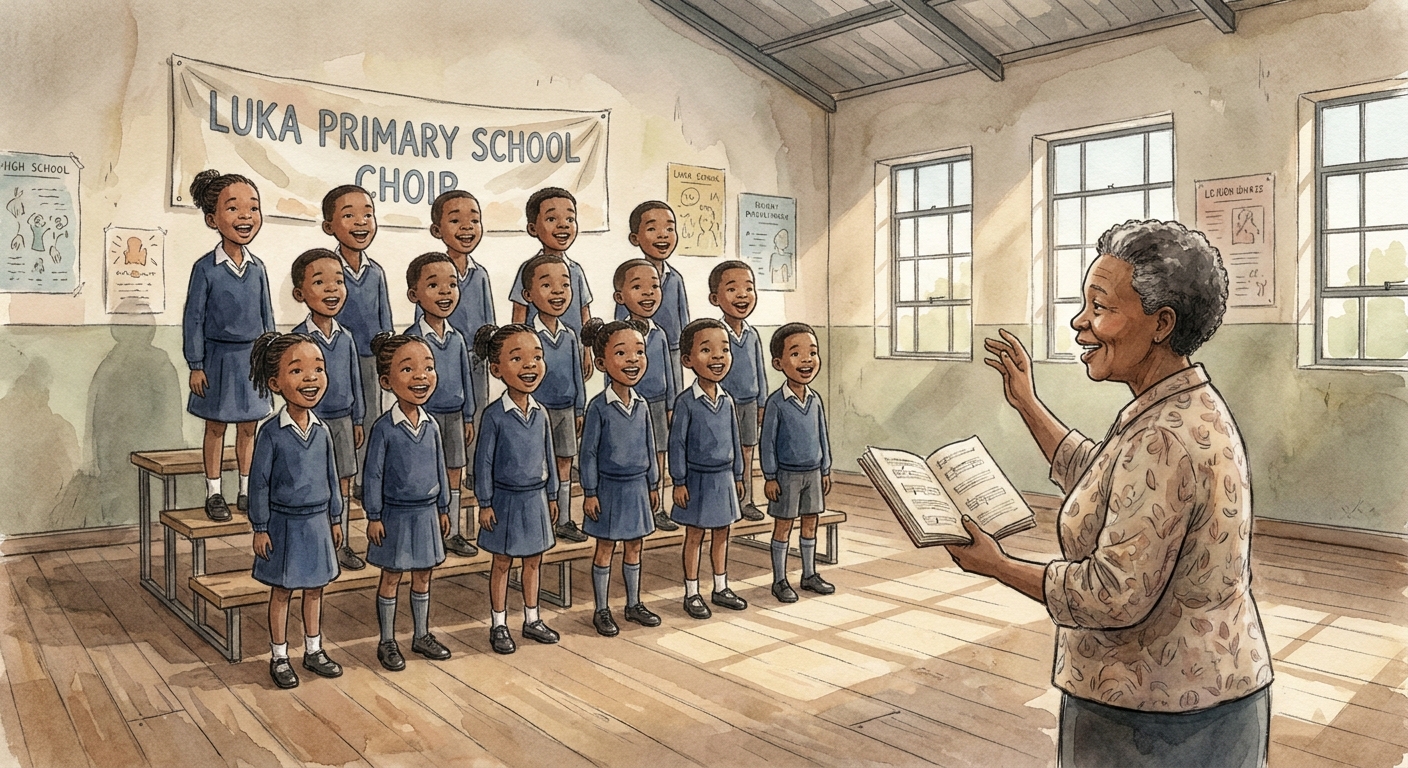 School choir rehearsing in the hall